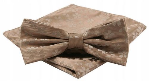 Mucha Męska z Poszetką w Zestawie - Alties - Beżowa w Kwiaty na Arena.pl