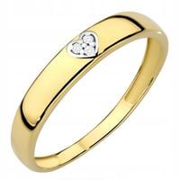ZŁOTY PIERŚCIONEK OBRĄCZKA pr. 585 z Cyrkoniami w Sercu Serduszku 14k r.11