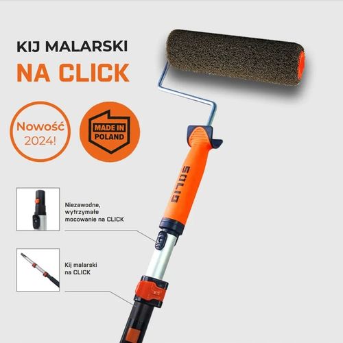 Kij malarski do wałków TELESKOPOWY ALUMINIOWY z systemem CLICK 1,8m SOLID na Arena.pl