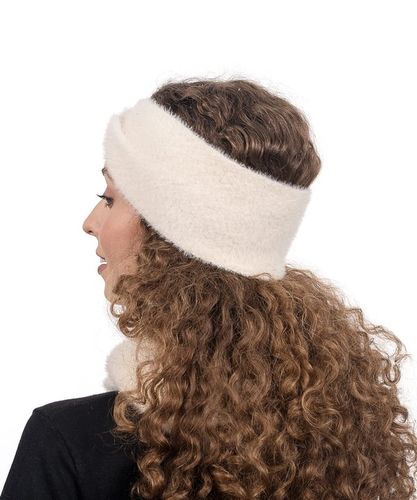 ALPAKA Kremowa Opaska na głowę Damska Opaska na uszy Ciepła Piękna na Arena.pl