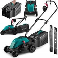 ZESTAW MOCNA Kosiarka elektryczna do trawy DUŻY KOSZ 33cm INDUKCJA dwa noże