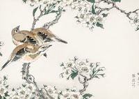 Plakat 42x29,7cm Meadow Bunting, Kashu Japoński Vintage do Salonu