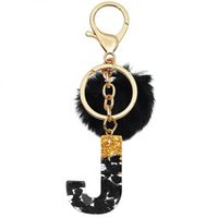 Brelok Do Kluczy Literka &Quot;J&Quot; Czarno-Złota Z Pomponem, Brl342J