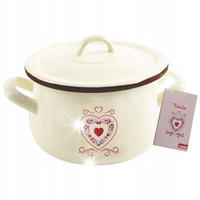 Garnek STALOWY EMALIOWANY z pokrywką do gotowania tradycyjny 16 cm 2,3L