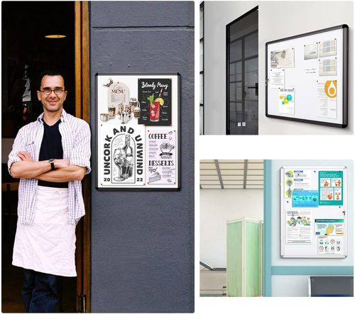 Tablica ogłoszeń zamykana Swansea biała z drzwiami 67x50 cm 4×A4 na Arena.pl