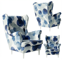 Fotel uszak skandynawski niebieski wzór groszki Glamour Design Family Meble