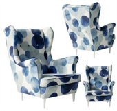 Fotel uszak skandynawski niebieski wzór groszki Glamour Design Family Meble