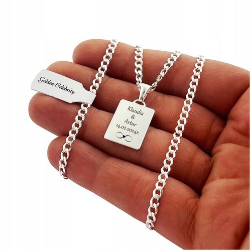 SREBRNY ŁAŃCUSZEK PANCERKA + NIEŚMIERTELNIK Z GRAWEREM GRATIS 925 PREZENT na Arena.pl