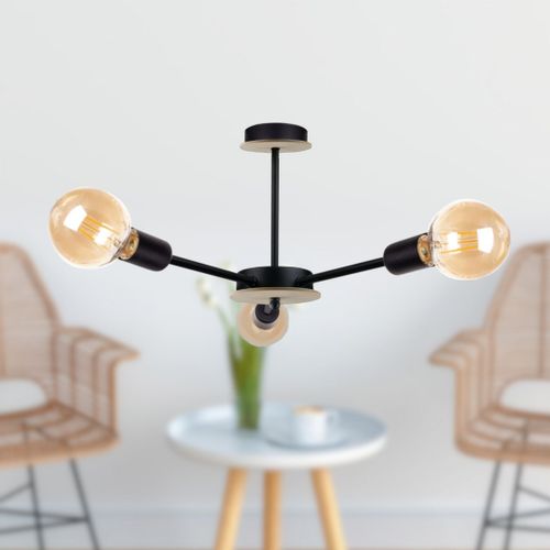 Lampa sufitowa 3xE27 SUN WOOD BLACK na Arena.pl