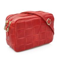 VERA PELLE torebka skórzana listonoszka pleciona z paskiem V470 czerwona