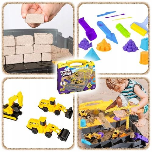 PIASEK KINETYCZNY POJAZDY BUDOWLANE DUŻY ZESTAW XXL DLA DZIECI PIASKOWNICA na Arena.pl