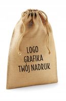 WOREK z juty jutowy z nadrukiem logo firmowym 55x75 cm na prezenty imprezy
