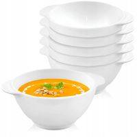 6x BULIONÓWKA SONIA 500 ML OPALOWA Z UCHWYTAMI MISKA OBIADOWA DO ZUPY KREMU