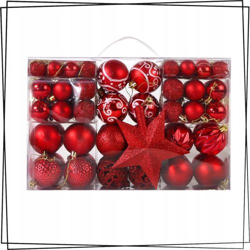 ZESTAW BOMBKI CHOINKOWE PLASTIKOWE CHOINKĘ CZERWONE NIETŁUKĄCE ŚWIĄTECZNE na Arena.pl