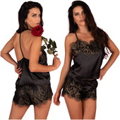 Zmysłowa piżama damska 2-częściowa czarno-złota Santh LivCo Corsetti L/XL