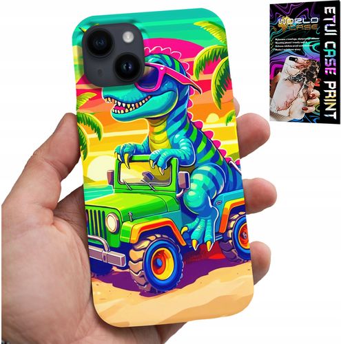 ETUI DO IPHONE 14 PLUS - DINOZAUR W CIĘŻARÓWCE WZORY DLA DZIECI na Arena.pl