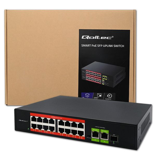 Qoltec SWITCH PoE 16xRJ45 Fast Ethernet + Uplink zdjęcie 11