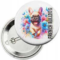 Przypinka z agrafką 59mm - PIES PIESEK RASA BULLDOG FRANCUSKI FRENCH