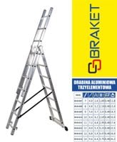 drabina aluminiowa 3-elementowa 500cm 9+9+9 szczebli - br-00-4209