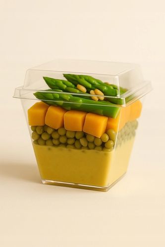 Pucharki plastikowe do deserów i przekąsek 200 ml kwadrat z pokrywką 50szt na Arena.pl