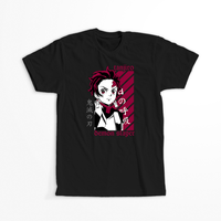 Koszulka Czarna Demon Slayer / Kimetsu no Yaiba / Miecz zabójcy demonów - WYBIERZ KOLOR KOSZULKI I FASON Damska S