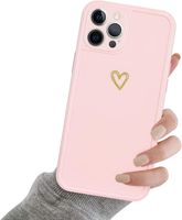 Etui iPhone 12 Pro Max, różowe, złote serca, silikon, ochronne
