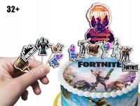 TOPPERY NA TORT (10szt) + duży TOPPER Najlepszego - FORTNITE GRY GRA