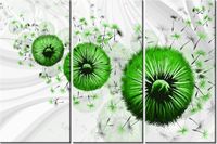 60 90CM OBRAZ 3 ELEM ZIELONE DMUCHAWCE 4 DRUK PŁÓTNO RAMA