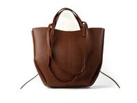 Torebka Damska Duża Skórzana Shopper Włoska Elegancka Cognac