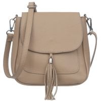 VERA PELLE torebka damska skórzana listonoszka na ramię z klapą V657 beżowa