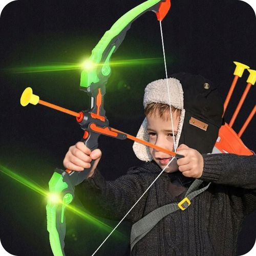 ŁUK DLA DZIECI ZESTAW Z TARCZĄ STRZAŁAMI KOŁCZANEM BEZPIECZNY ŚWIECĄCY DUŻY na Arena.pl