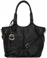 TOREBKA MONNARI SHOPPER NA RAMIĘ Listonoszka Czarna ZAWIESZKA DŁUGI PASEK