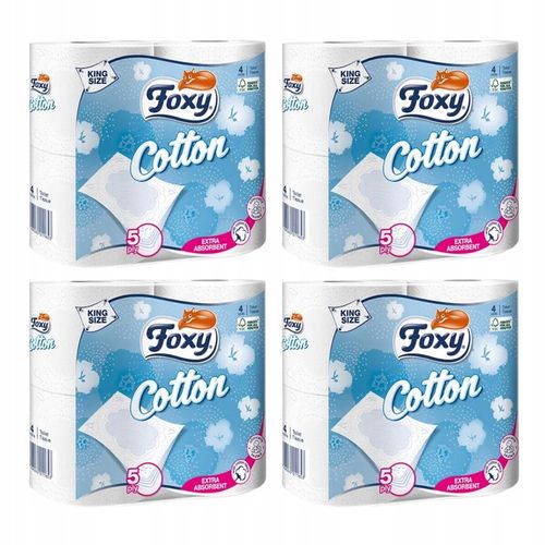 Papier toaletowy Foxy Cotton gruby 5 warstw ZESTAW 16 rolek na Arena.pl