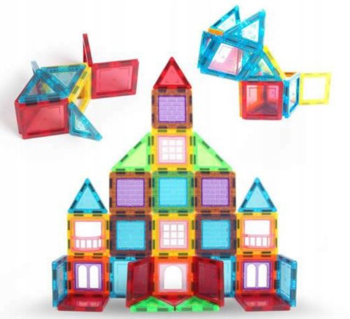 KLOCKI MAGNETYCZNE 3D konstrukcyjne DUŻE EL. Zestaw 45 el. Magnetic Tiles na Arena.pl