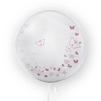 balon przejrzysta kula różowe motyle 45cm urodzin