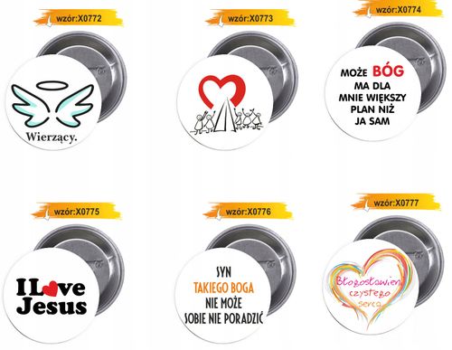 Przypinki buttony RELIGIJNE znaczki z grafiką na Arena.pl