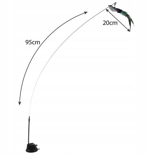 ZABAWKA DLA KOTA RUCHOMA WĘDKA Z PRZYSSAWKĄ I PTASZKIEM 95CM na Arena.pl