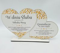 stojak dwa serca dd kolor złote liście- w dniu ślubu 3305-zł