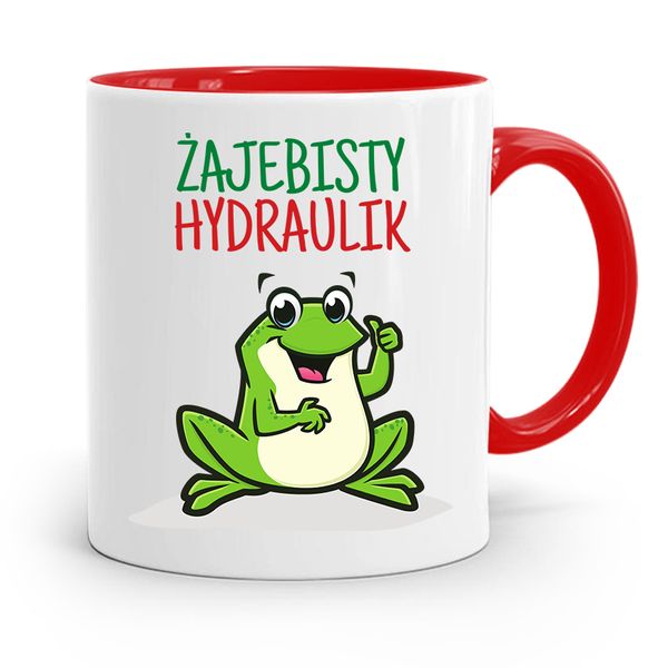 Kubek Czerwony Prezent Dla Hydraulika Żajebisty Z Nadrukiem Ze Zdjęciem zdjęcie 1