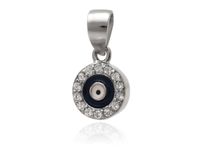 ELEGANCKI RODOWANY SREBRNY OKRĄGŁY WISIOREK EMALIOWANE OKO PROROKA CYRKONIE