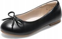 DREAM PAIRS Buty Dziewczęce Baleriny Baletki z Okrągłym Noskiem Czarne 35