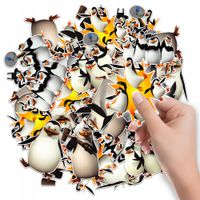 NAKLEJKI ETYKIETY NA ZESZYT NALEPKA Z POSTACIAMI PINGWINY WZORY 6 SZT