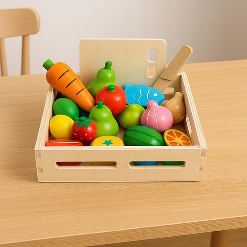 DREWNIANE OWOCE I WARZYWA DO KROJENIA NA RZEP DLA DZIECI 17 ELEMENTÓW XXL na Arena.pl