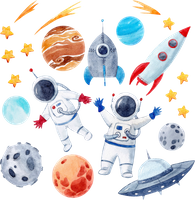 KOSMOS zestaw NAKLEJKI na ścianę do pokoju dziecka S