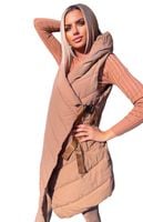 Kamizelka z kapturem karmel toffi ocieplana rozm S