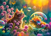 PUZZLE 500 UKŁADANKA ZWIERZĘTA KOT KOTKI KWIATY MOTYLE ŁĄKA BAŃKI 9+ CASTOR