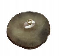 1036 Złoty pierścionek ceramiczny obrączka biała serce cyrkonie r 6/16mm