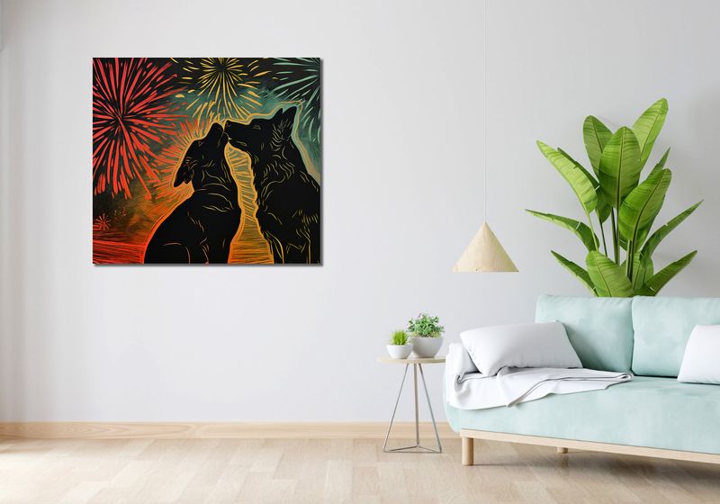 Obraz 100x90cm Psi Uścisk zdjęcie 2