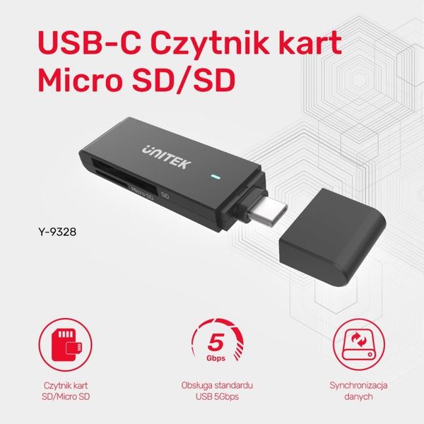Unitek Czytnik kart SD i microSD USB-C zdjęcie 4