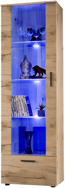 Witryna Szklana Regał Salon Dąb Wotan z Półkami LED 192x60 zdjęcie 2